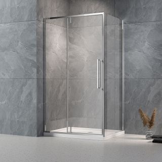 Душевой уголок Veconi Rovigo RV-034, 1200х700х1950, хром, стекло прозрачное